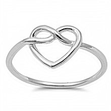 Load image into Gallery viewer, Sterling Silver Pretzel Heart Design Wire Band Ring with Face Height of 10MM