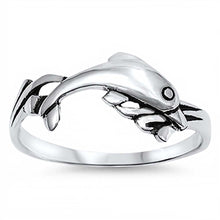 Load image into Gallery viewer, Sterling Silver Stylish Dolphin Design Ring with Face Height of 9MM
