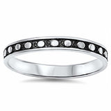 Sterling Silver Black Plated Bali Ring with Beads Design And Face Height of 3MM