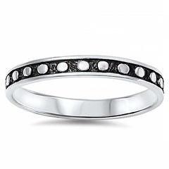 Sterling Silver Black Plated Bali Ring with Beads Design And Face Height of 3MM