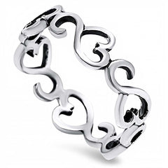 Sterling Silver Classy Multi S Shape Link Design Ring BandAnd Face Height of 4MM
