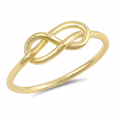 Sterling Silver Yellow Gold Plated Knot Shaped Plain Rings, Face Height 5mm