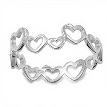 Load image into Gallery viewer, Sterling Silver Trendy Multi Open Hearts Band Ring with Face Height of 7MM