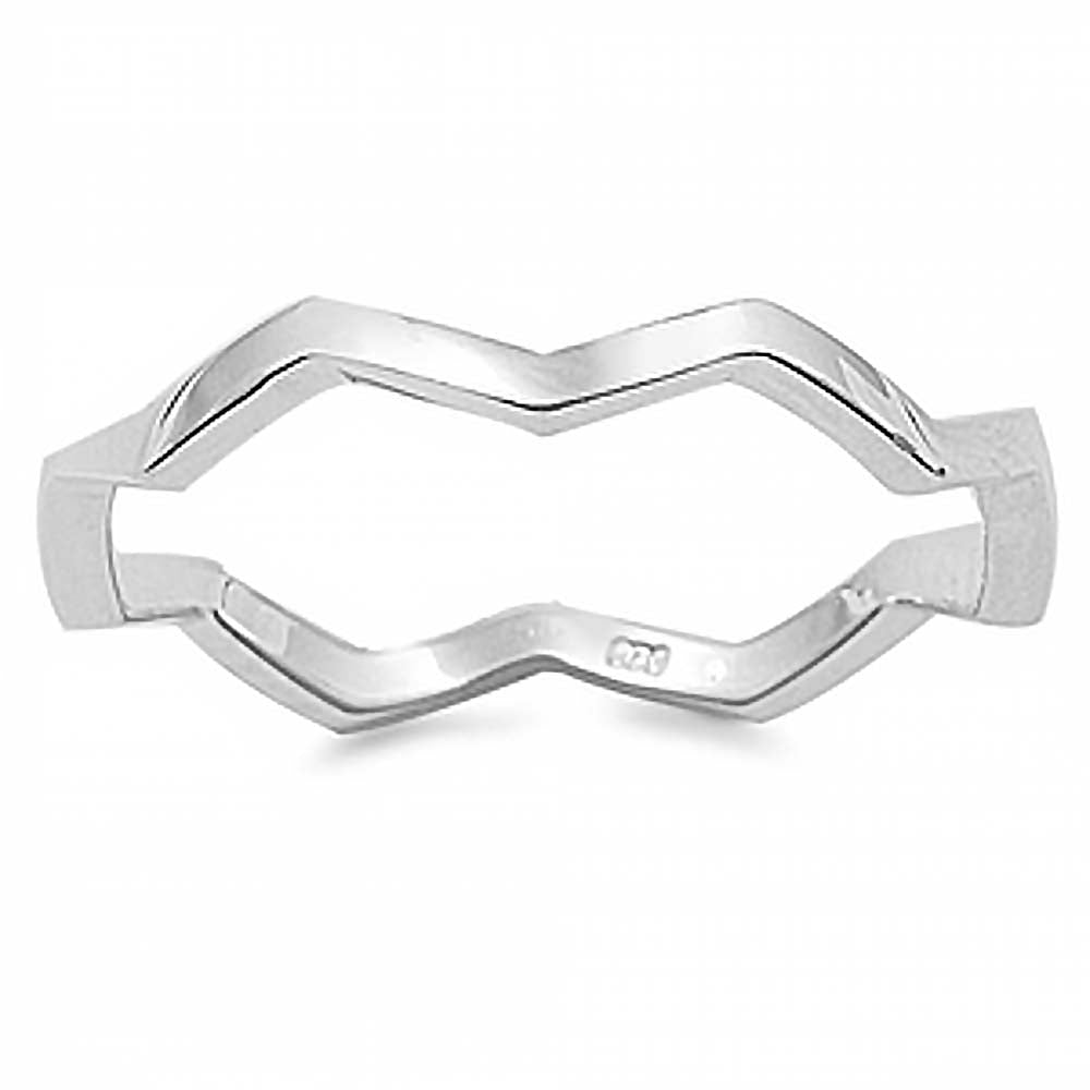 Sterling Silver Fancy Zigzag Band Ring with Face Height of 3MM