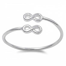 Load image into Gallery viewer, Sterling Silver Trendy Inifinty Design on Both Ends Open Band Ring with Face Height of 6MM