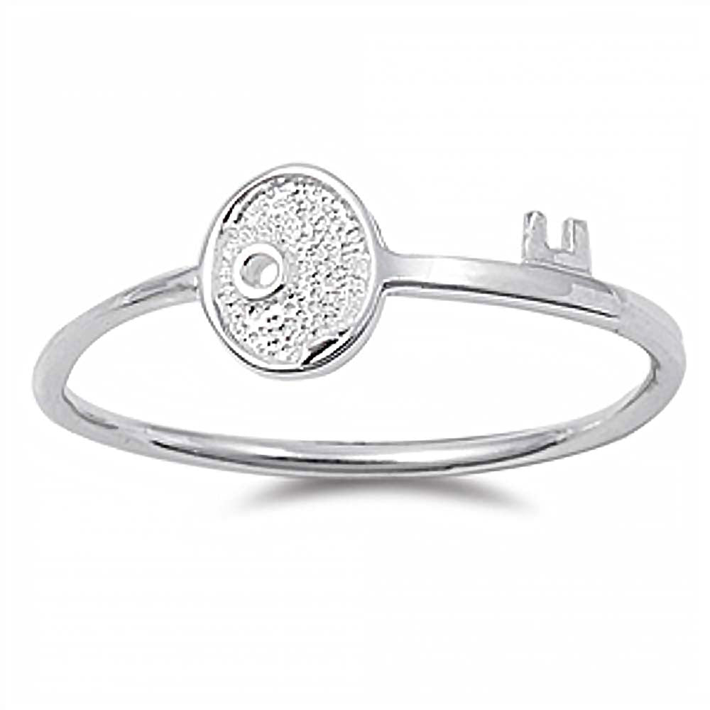 Sterling Silver Fancy Key Band Ring with Face Height of 7MM