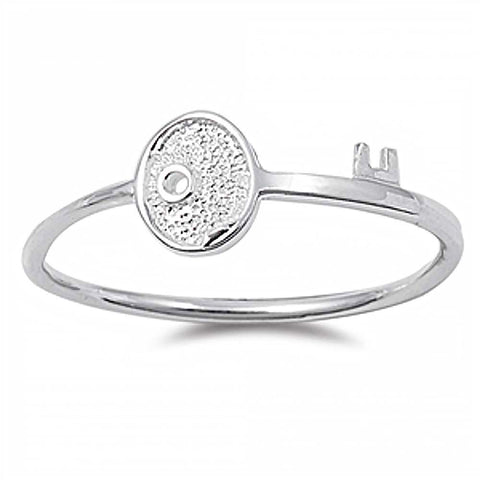 Sterling Silver Fancy Key Band Ring with Face Height of 7MM