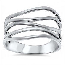 Load image into Gallery viewer, Sterling Silver Stylish Cut-Out Pattern Design Curve Band Ring with Face Height of 13MM