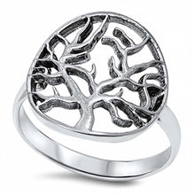 Load image into Gallery viewer, Sterling Silver Modish Tree of Life Design Ring with Face Height of 18MM
