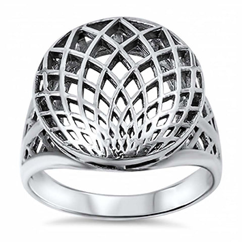Sterling Silver Flower Shaped Plain RingsAnd Face Height 17mm