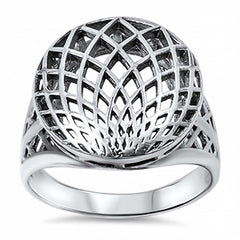 Sterling Silver Flower Shaped Plain RingsAnd Face Height 17mm