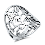Sterling Silver Fancy Cut-Out Dove Design Wide Band Ring with Face Height of 28MM