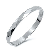 Sterling Silver Fancy Diamond Cut Band Ring with Band Width of 2MM