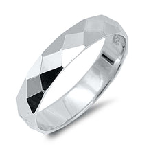 Load image into Gallery viewer, Sterling Silver Fancy Diamond Cut Band Ring with Face Height of 4MM