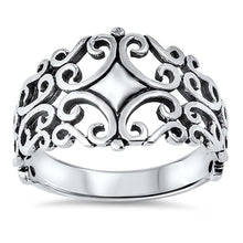 Load image into Gallery viewer, Sterling Silver Vintage Style Cut-out Filigree Design Wide Band Ring with Face Height of 14MM