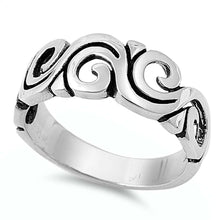 Load image into Gallery viewer, Sterling Silver Fancy Swirl Design Band Ring with Face Height of 9MM
