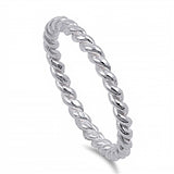 Sterling Silver Classic Rope High Polished Ring Band With band Width of 2MM