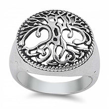 Load image into Gallery viewer, Sterling Silver Fancy Tree of Life Design Domed Band Ring with Face Height of 17MM