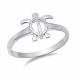 Sterling Silver Modish Open Turtle Design Ring with Face Height of 11MM