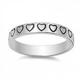 Sterling Silver Fancy Band Ring with Multi Hearts DesignAnd Band Width of 4MM
