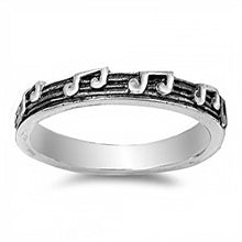 Load image into Gallery viewer, Sterling Silver Oxidized Rhodium Plated Fancy Music Notes Design Band Ring with Band Width of 5MM