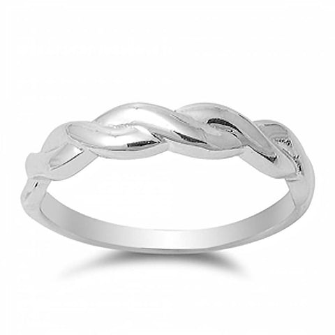 Sterling Silver Stylish Twisted Eternity Band Ring with Face Height of 4MM
