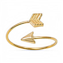 Load image into Gallery viewer, Sterling Silver Gold Plated Sophisticated Arrow Style Ring Band with face Height of 9MM