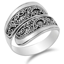 Load image into Gallery viewer, Sterling Silver Antique Style Bali Ring with Filigree Vine DesignAnd Face Height of 17MM