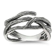 Sterling Silver Fancy Vines  Design Ring with Face Height of 8MM