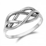 Sterling Silver Modish Celtic Knot Design Ring with Face Height of 8MM