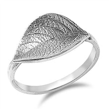 Load image into Gallery viewer, Sterling Silver Sideways Leaf Design Ring with Face Height of 11MM