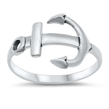 Sterling Silver Sideways Anchor Design Ring with Face Height of 15MM