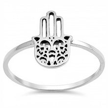 Load image into Gallery viewer, Sterling Silver Modish Hamsa Ring with Face Height of 13MM