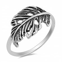 Load image into Gallery viewer, Sterling Silver Sideways Feather Ring with Face Height of 11MM