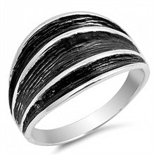 Load image into Gallery viewer, Sterling Silver Fancy Black Cast Ring with Face Height of 14MM