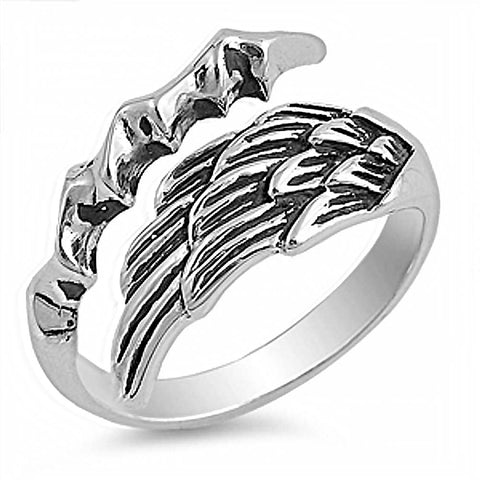 Sterling Silver Stylish Angel Wing with Eagle Claw RingAnd Face Height of 13MM