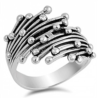 Sterling Silver Fancy Design Ring with Face Height of 22MM