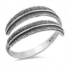 Load image into Gallery viewer, Sterling Silver Trendy Feather Band Ring with Face Height of 10MM