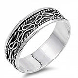 Sterling Silver Rolling Waves Design Spinner Ring with Ring Face Height of 7MM