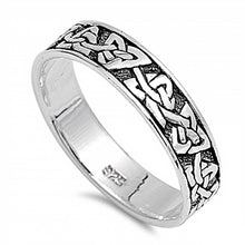 Load image into Gallery viewer, Sterling Silver Modish Celtic Knot Pattern Design Ring with Face Height of 5MM