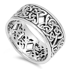 Load image into Gallery viewer, Sterling Silver Stylish Celtic Knot Design Thick Band Ring with Face Height of 10MM