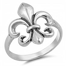 Load image into Gallery viewer, Sterling Silver Stylish Fleur De Lis Ring with Ring Face Height of 19MM
