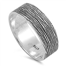 Load image into Gallery viewer, Sterling Silver Tree Bark Design 7MM Band Ring with Ring Face Height of 7MM