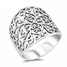 Load image into Gallery viewer, Sterling Silver Swirl Design Fancy Ring with Ring Face Height of 21MM