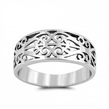 Load image into Gallery viewer, Sterling Silver Fancy Royal Design Band Ring with Ring Face height of 8MM