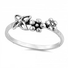 Load image into Gallery viewer, Sterling Silver Fancy 3 Flowers Ring with Ring Face Height of 6MM