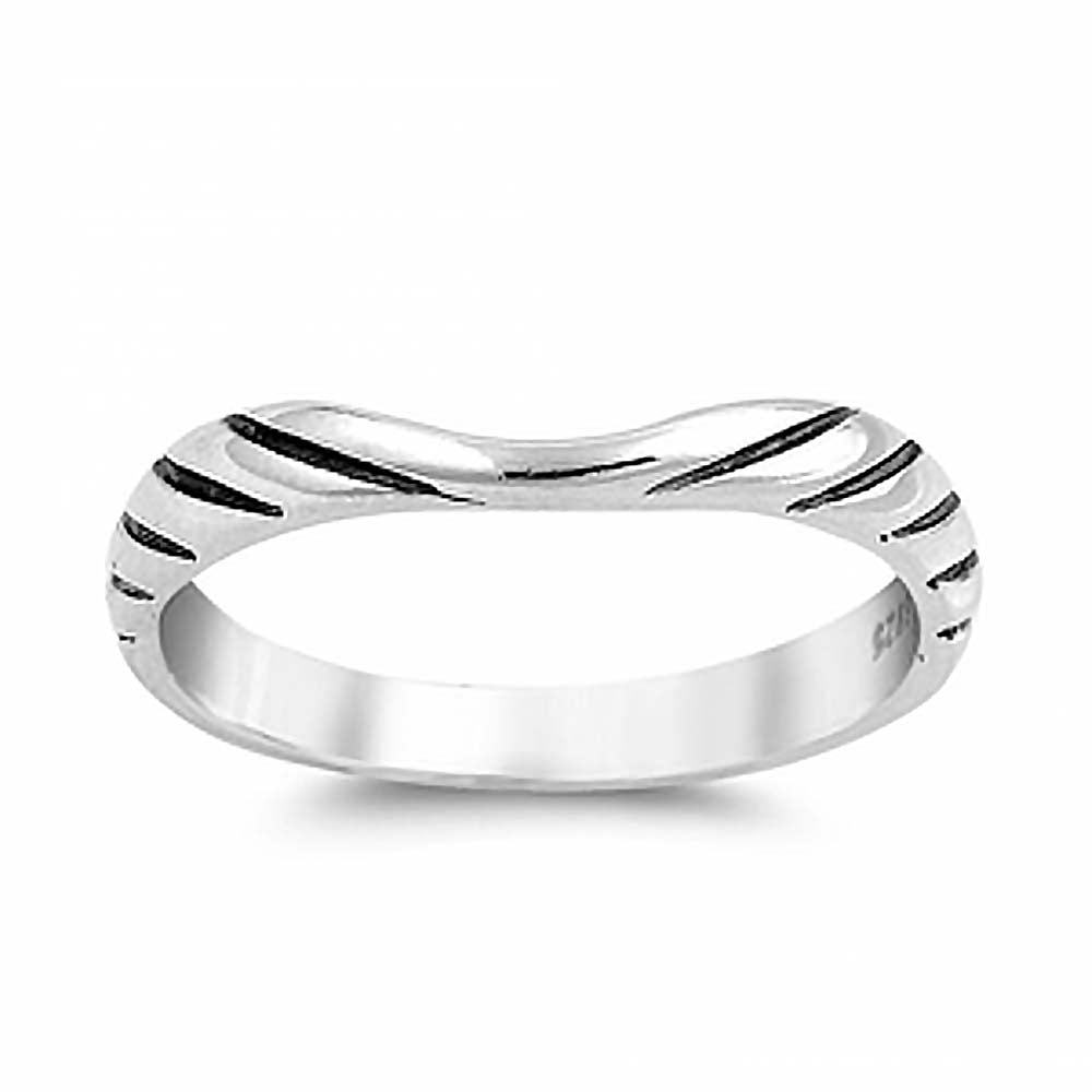Sterling Silver Abstract Lines Shaped Plain RingsAnd Face Height 3mm