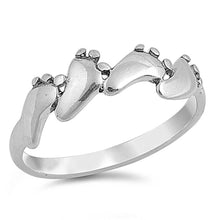 Load image into Gallery viewer, Sterling Silver Stylish Footprints Band Ring with Ring Face Height of 6MM