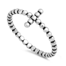 Load image into Gallery viewer, Sterling Silver Stylish Oxidized Bead Band Cross Ring with Ring Face Height of 9MM