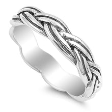 Load image into Gallery viewer, Sterling Silver Wavy Double Rope Plain RingAnd Face Height of 5MM
